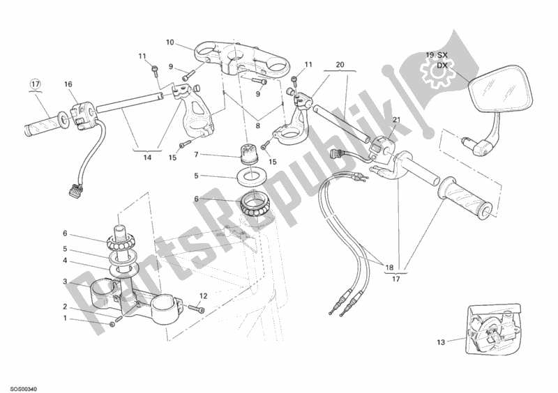 All parts for the Handlebar of the Ducati Sportclassic Sport 1000 USA 2007